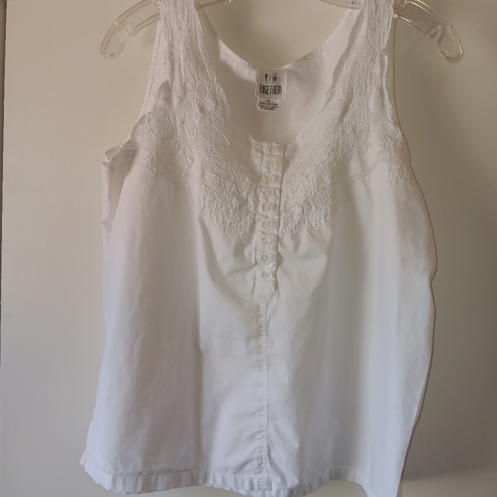 WHITE TANK TOP BY TOGETHER SIZE 14